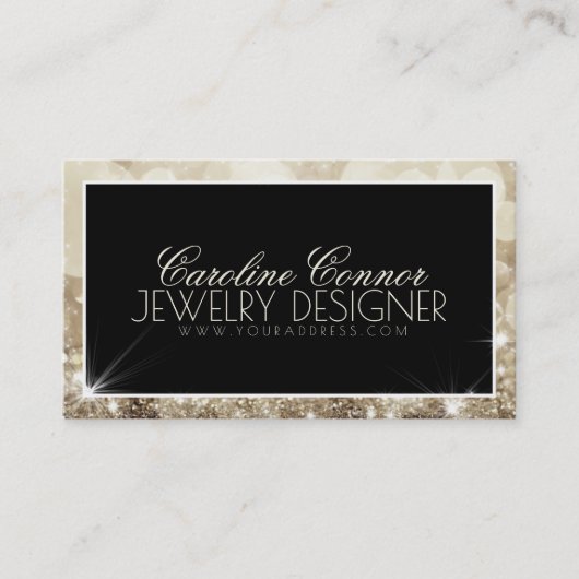 De Visite Carte Black Bold Star Parties scintillant du créat (Devant)