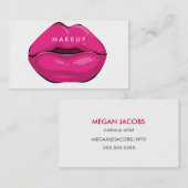 De Visite Carte blanche moderne avec des lèvres roses maquil (Devant / Derrière)