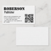 De Visite Carte blanche traditionnelle simple avec le code (Devant / Derrière)