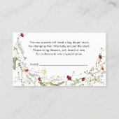 De Visite Carte Boho Fleur sauvage Diaper Raffin Enclôture (Dos)