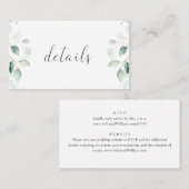 De Visite Carte Budget Eucalyptus Green Mariage Détails (Devant / Derrière)