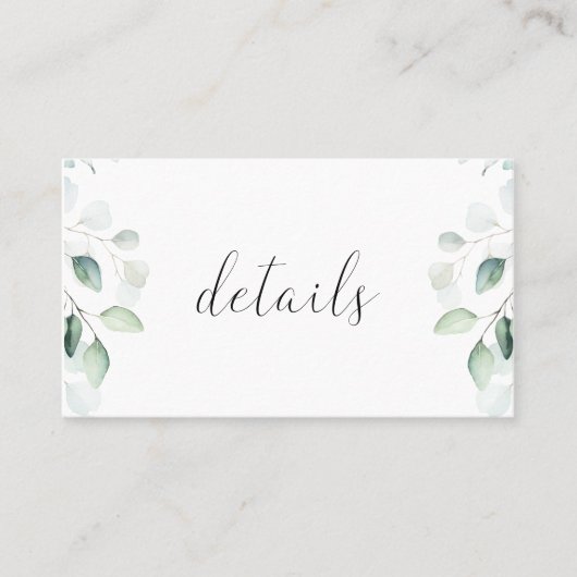 De Visite Carte Budget Eucalyptus Green Mariage Détails (Devant)