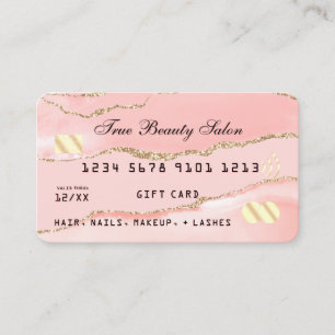 De Visite Carte cadeau Blush Pink Gold Agate Marble crédit