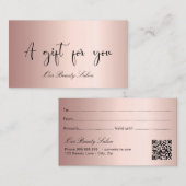 De Visite Carte cadeau d'entreprise code qr or rose (Devant / Derrière)