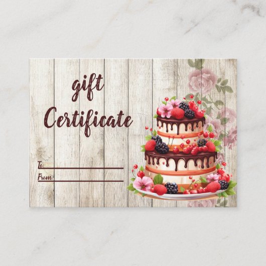 De Visite Carte cadeau Rustic Floral Cake Bakery (Devant)