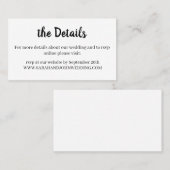 De Visite Carte chic Mariage blanc élégant (Devant / Derrière)