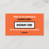 De Visite Carte Code Remise, Merci Pour Votre (Devant)