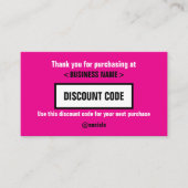 De Visite Carte Code Remise, Merci Pour Votre (Devant)