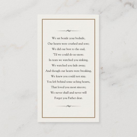 De Visite Carte commémorative (Dos)