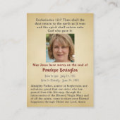 De Visite Carte commémorative catholique des funérailles du  (Dos)