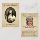 De Visite Carte commémorative catholique des funérailles du  (Devant / Derrière)