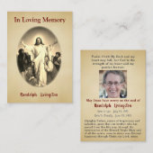 De Visite Carte commémorative funéraire catholique du Christ (Devant / Derrière)