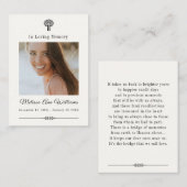 De Visite Carte commémorative funéraire dans l'arbre mémoire (Devant / Derrière)