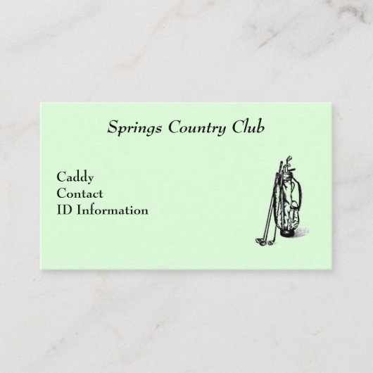 De Visite Carte Country Club Golf Caddy (Devant)