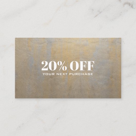 De Visite Carte Coupon Chic Grey et satin or discount (Devant)