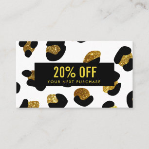De Visite Carte Coupon Léopard Blanc Parties scintillant Or