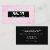De Visite Carte Coupon noir Faux Rose Sequin (Devant / Derrière)
