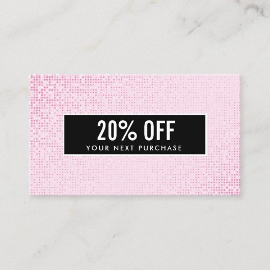 De Visite Carte Coupon noir Faux Rose Sequin (Devant)