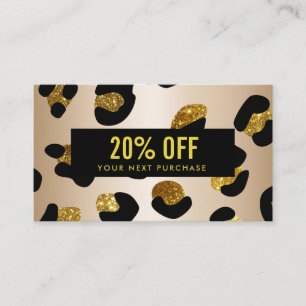 De Visite Carte Coupon Parties scintillant Faux Gold Leopard