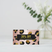 De Visite Carte Coupon Rose or Leopard Parties scintillant é (Debout devant)