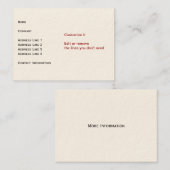 De Visite Carte crème (Devant / Derrière)