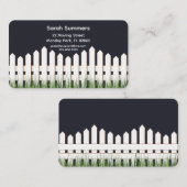 De Visite Carte d'adresse avec clôture blanche et herbe (Devant / Derrière)