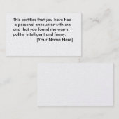 De Visite Carte d'affaire louche (Devant / Derrière)