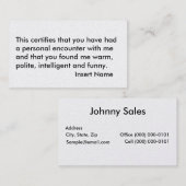 De Visite Carte d'affaire louche (Devant / Derrière)