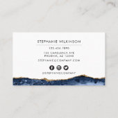 De Visite Carte d'affaires Blue Agate & Gold Border Watercol (Dos)