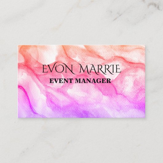 De Visite Carte d'affaires Pink Watercolor (Devant)