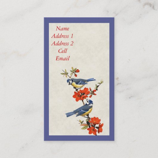 De Visite Carte d'affaires/profil Oiseaux et fleurs (Devant)