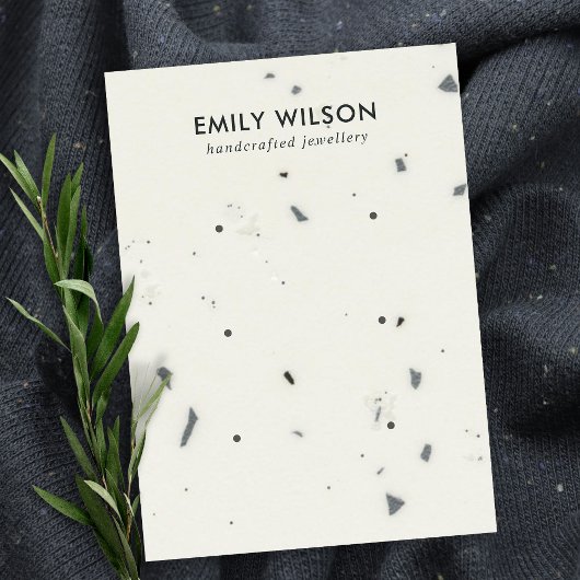 DE VISITE CARTE D'AFFICHAGE 3 STUD EARRING GRAY BLANC TERRAZ