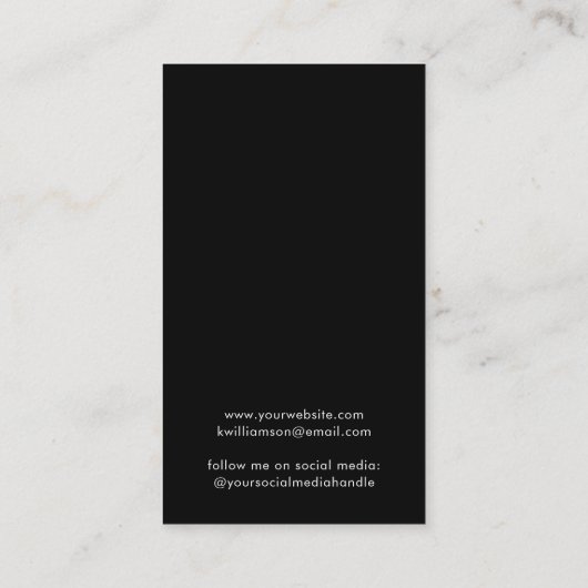 De Visite Carte d'affichage à bijoux en noir Chic Script (Dos)