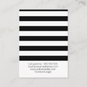 De Visite Carte d'affichage à bijoux en noir floral rayé (Dos)