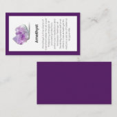 De Visite Carte d'affichage Amethyst Crystal Signification B (Devant / Derrière)