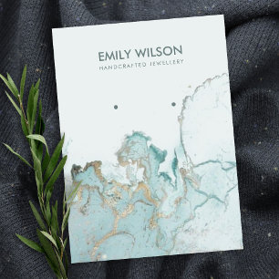 DE VISITE CARTE D'AFFICHAGE AQUA BLUE GOLD AGATE MARBRE