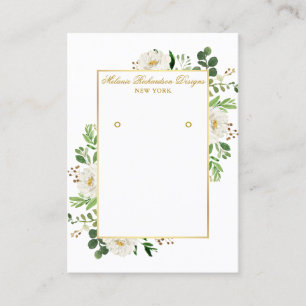 De Visite Carte d'affichage Aquarelle White Floral Gold