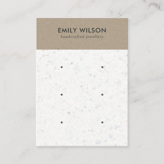 DE VISITE CARTE D'AFFICHAGE BLANCHE KRAFT TERRAZZO 3 STUD EA (Devant)