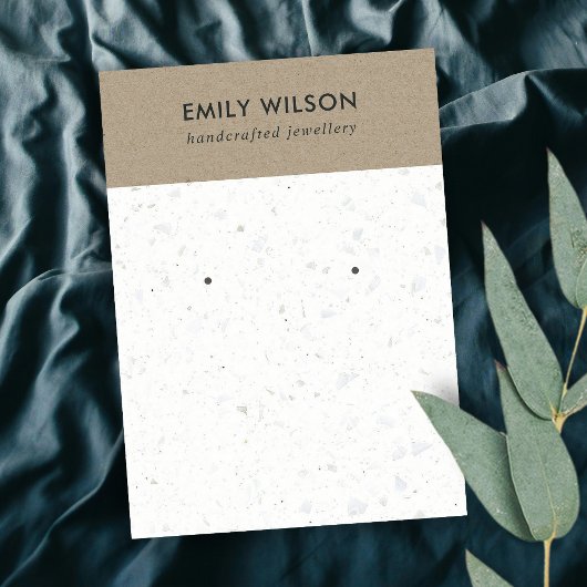 DE VISITE CARTE D'AFFICHAGE BLANCHE KRAFT TERRAZZO STUD EARR