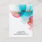 De Visite Carte d'affichage Blue Red Watercolor Gold (Dos)