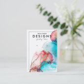 De Visite Carte d'affichage Blue Red Watercolor Gold (Debout devant)