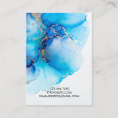 De Visite Carte d'affichage Blue Watercolor Gold (Dos)