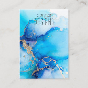 De Visite Carte d'affichage Blue Watercolor Gold