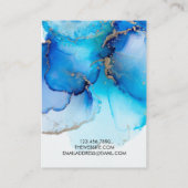 De Visite Carte d'affichage Blue Watercolor Gold (Dos)