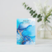 De Visite Carte d'affichage Blue Watercolor Gold (Debout devant)