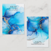 De Visite Carte d'affichage Blue Watercolor Gold (Devant / Derrière)