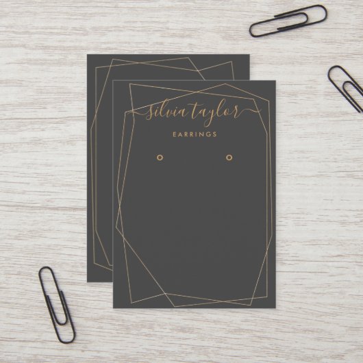 De Visite Carte d'affichage Calligraphie Gold Frame (Devant/Arrière en situation)