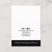De Visite Carte d'affichage Calligraphie noir blanc (Dos)