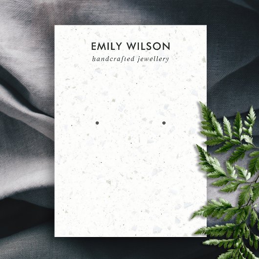 DE VISITE CARTE D'AFFICHAGE CHIC BLANC GRAY TERRAZZO STUD EA