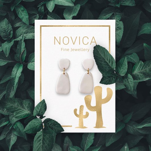 De Visite Carte d'affichage Chic Gold Cactus